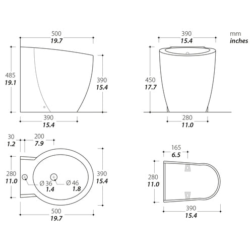 Tecma Privileg Bidet - ohne Mischarmatur
