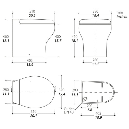 Tecma Silence Plus 2G Toilette 12V Standard weiß mit Bidet, Softclose, All in one 2 Tasten, Magnetventil