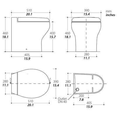 Tecma Silence Plus 2G Toilette 230V Standard weiß, Touch Control, Magnetventil