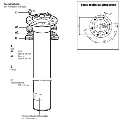 VDO Metall Robust Ø80mm Tauchrohr - 1.250mm