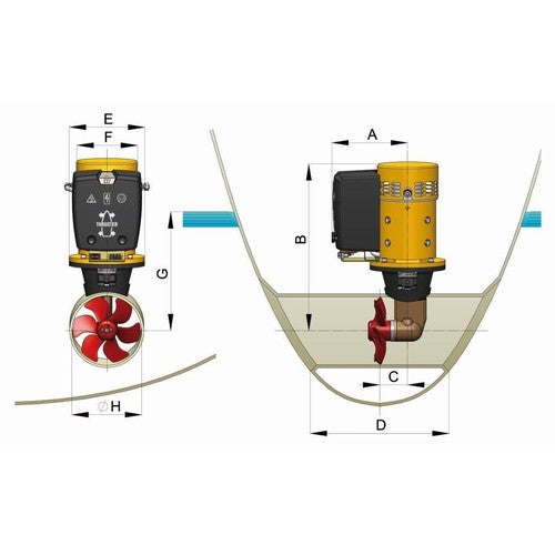 Vetus elektr. Bugschraube, 1050N/105kgf, 24V<br>