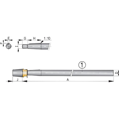 Vetus Niro-Welle mit Hutmutter L=1000mm,Ø25mm