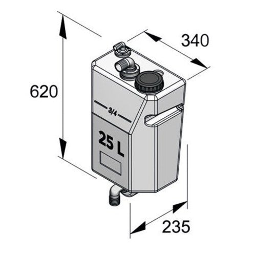 Vetus Schmutzwassertank, 25 bis 80 Liter