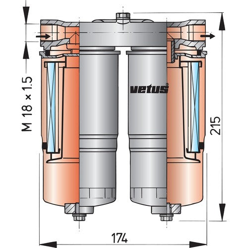 Vetus Diesel/ Doppelfilter - Typ WS720
