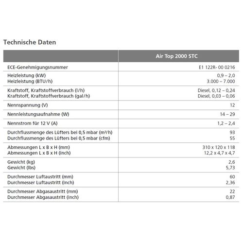 Webasto Air Top 2000 STC Marine Kit 12 V Dieselheizung